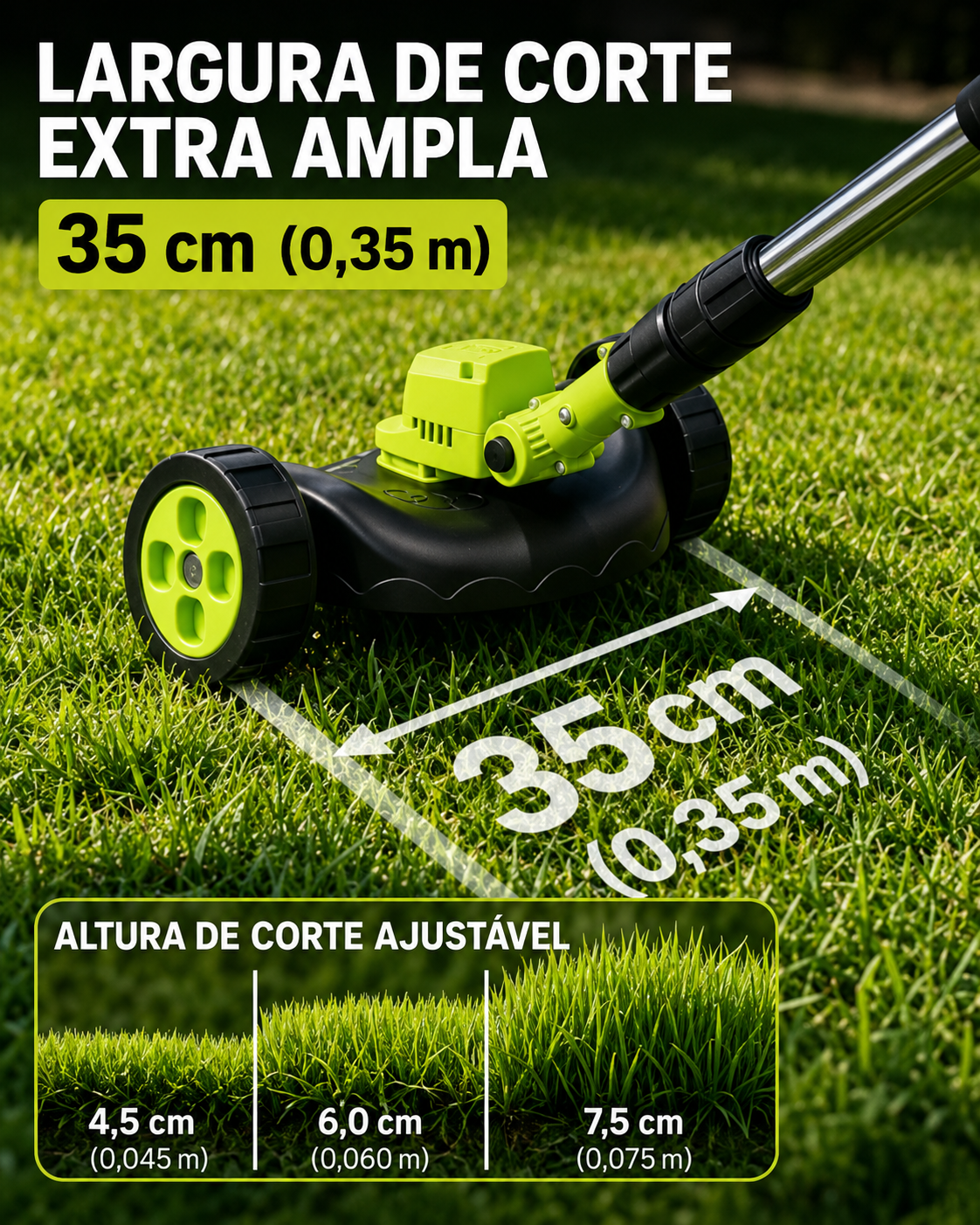 Cortador de Grama Sem Fio SEESE 3 em 1 com 2 Baterias 21V – Aparador, Roçadeira e Cortador de Bordas Elétrico