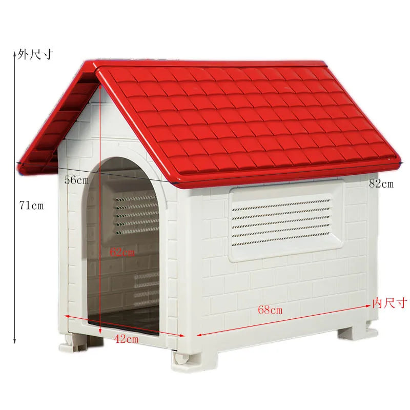 Casinha Plástica Impermeável para Cães- Teto Removível