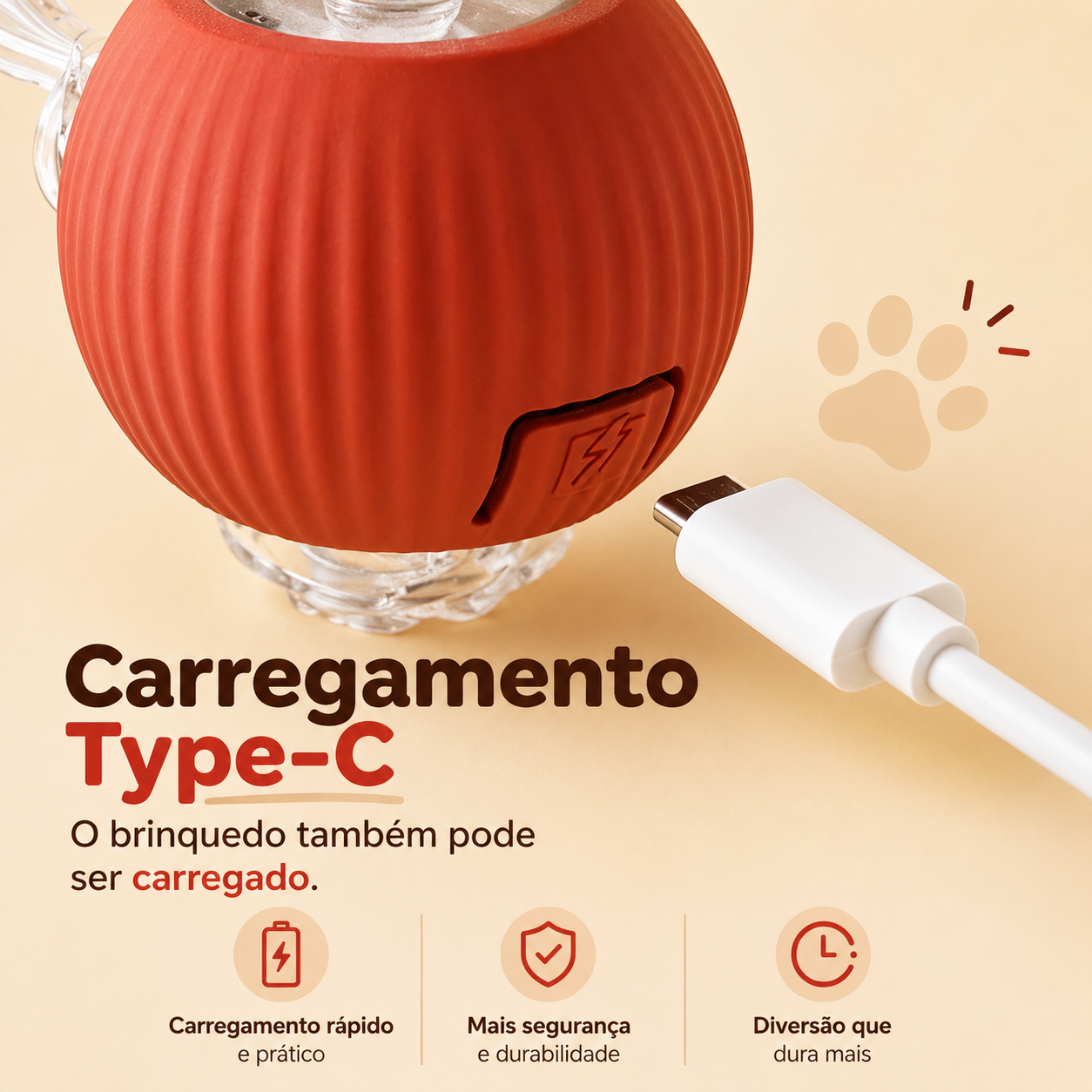 Bola Interativa Automática para Gatos e Cães