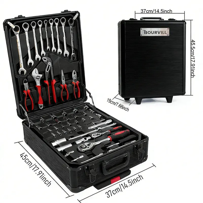 Kit de Ferramentas Bourvill 899 Peças com Maleta Metálica e Rodas