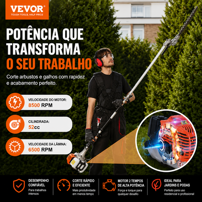 Aparador Multifuncional a Gasolina VEVOR 5 em 1 63cc – Potência Profissional para Jardinagem