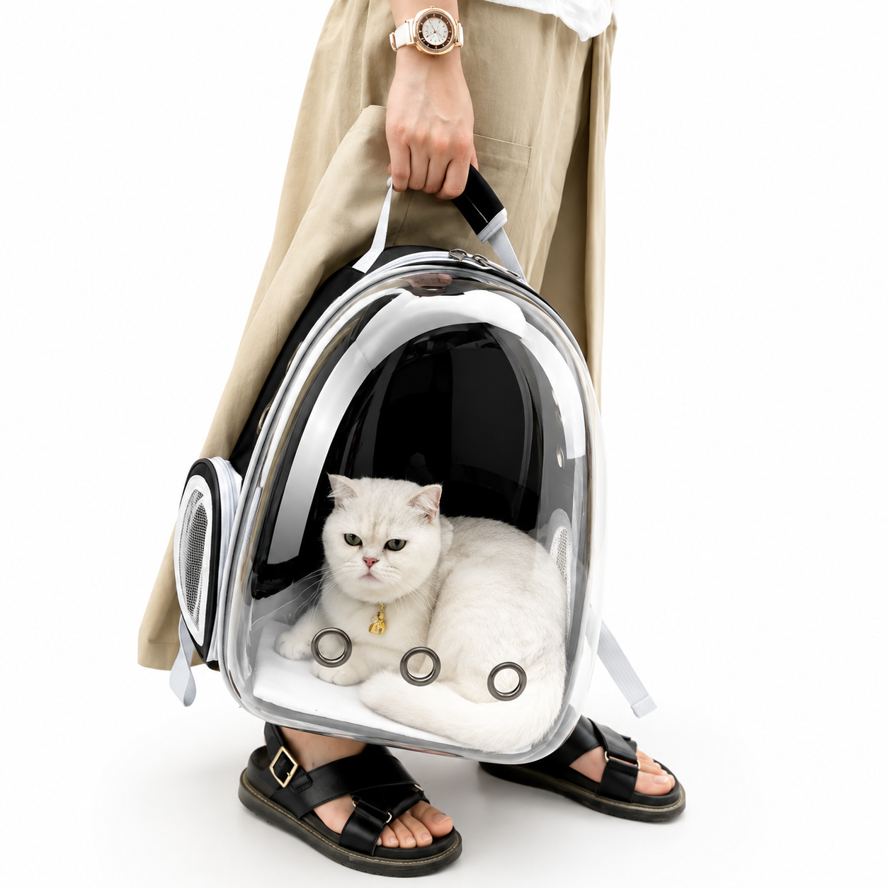 Mochila Transparente para Transporte de Cães e Gatos