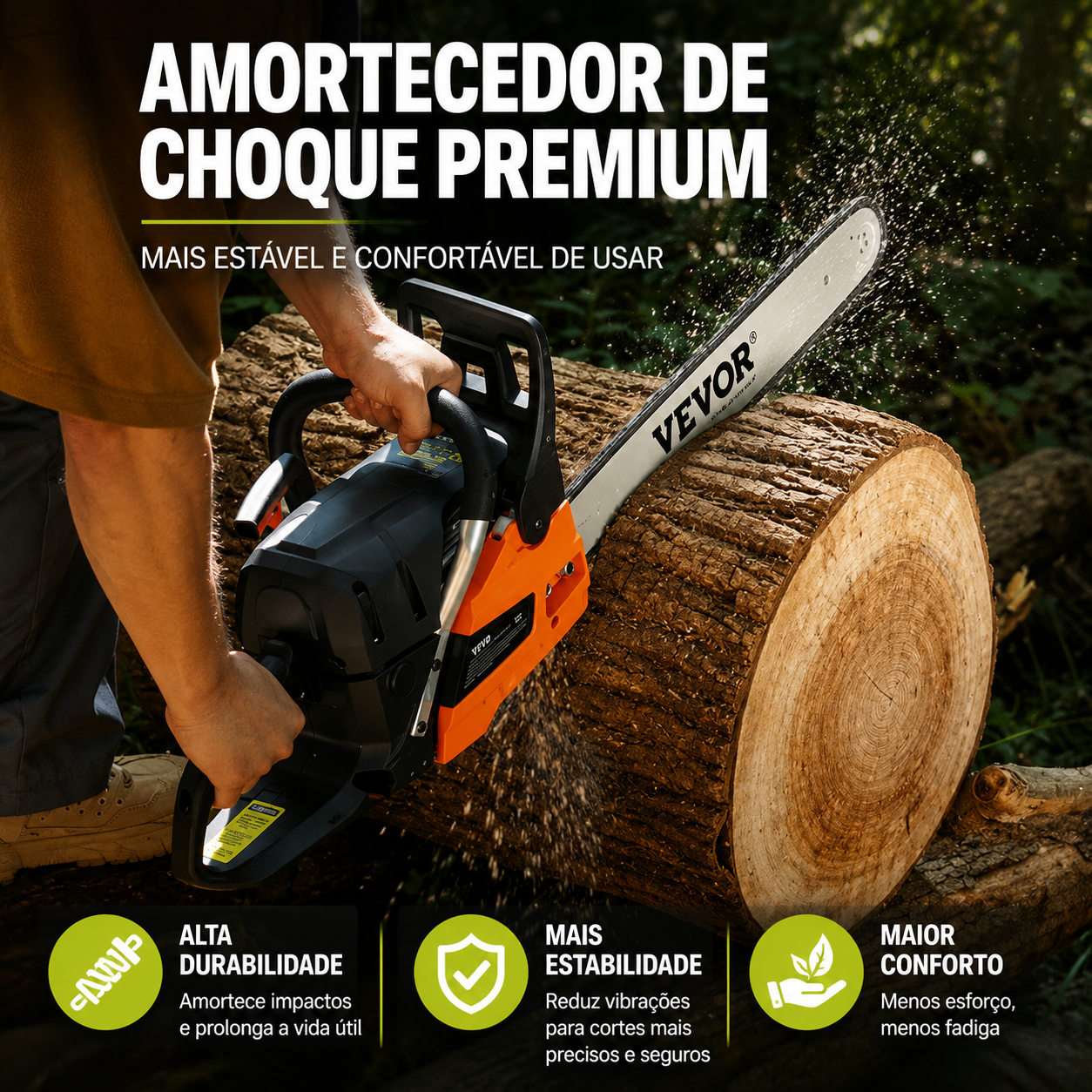 Motosserra a GasolinaVEVOR 58cc 2,4 kW com Sabre de 50 cm