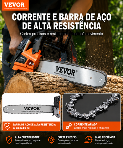Motosserra a GasolinaVEVOR 58cc 2,4 kW com Sabre de 50 cm