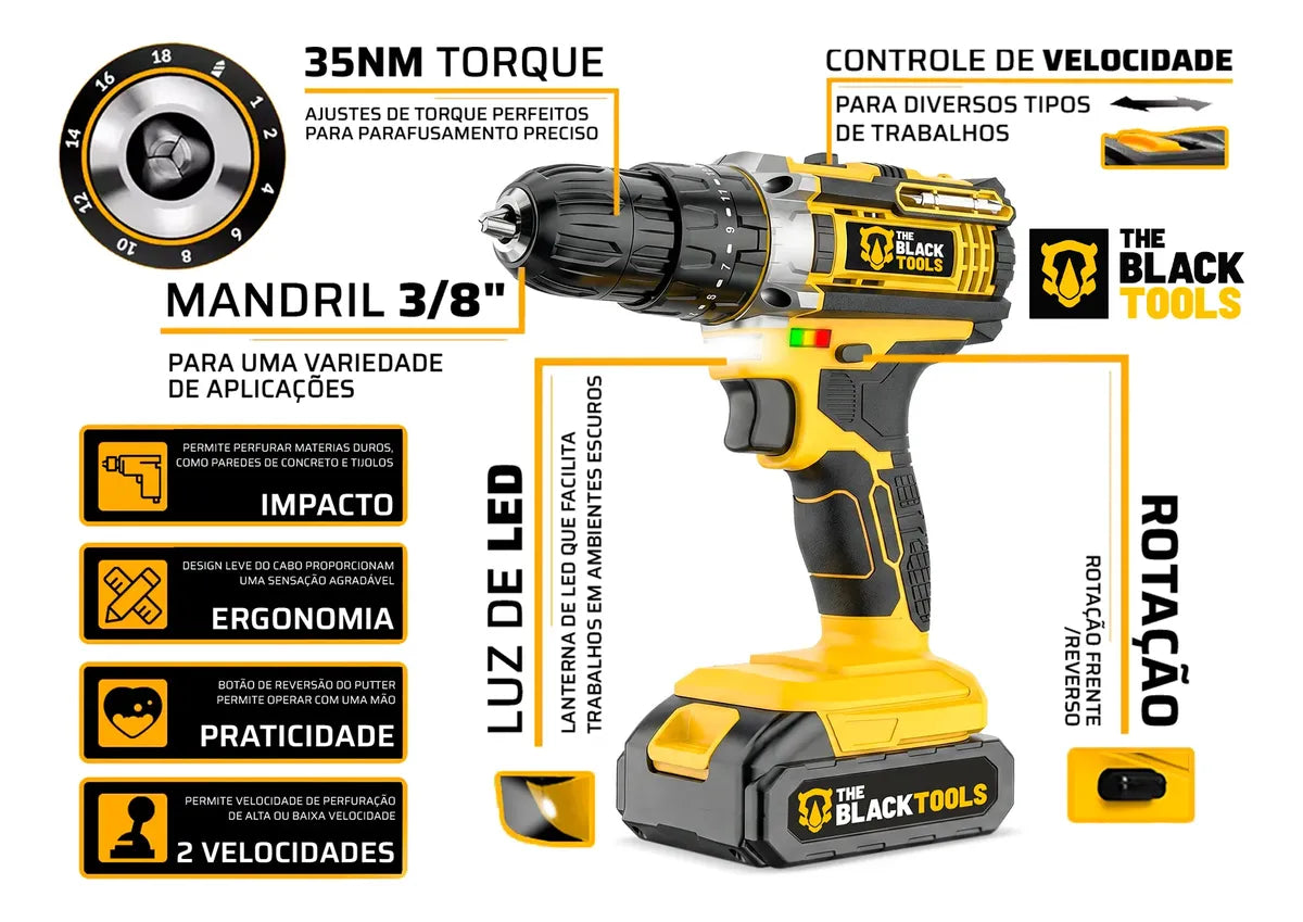 Kit Ferramentas Parafusadeira + 2 Bat 21v + Jogo Bosch 239