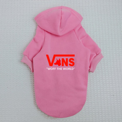 Cool Pet Hoodie V-Inspired Dog Head Logo Warm Fleece Puppy Sweatshirt Hooded Pullover