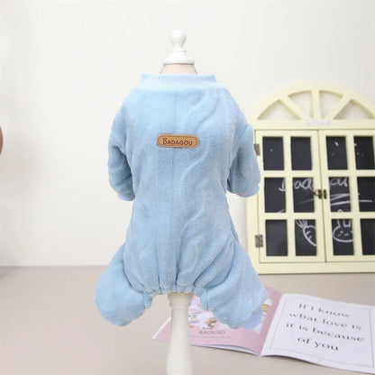 New Pet Clothes Fleece Dog Costume Dog Cold Weather Coats Cat Apparel Soft Flannel Dog Jumpsuit Clothes Pet Four Legged Pajamas