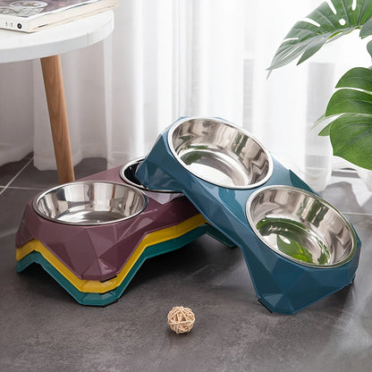 Comedouro Duplo de Inox para Pets