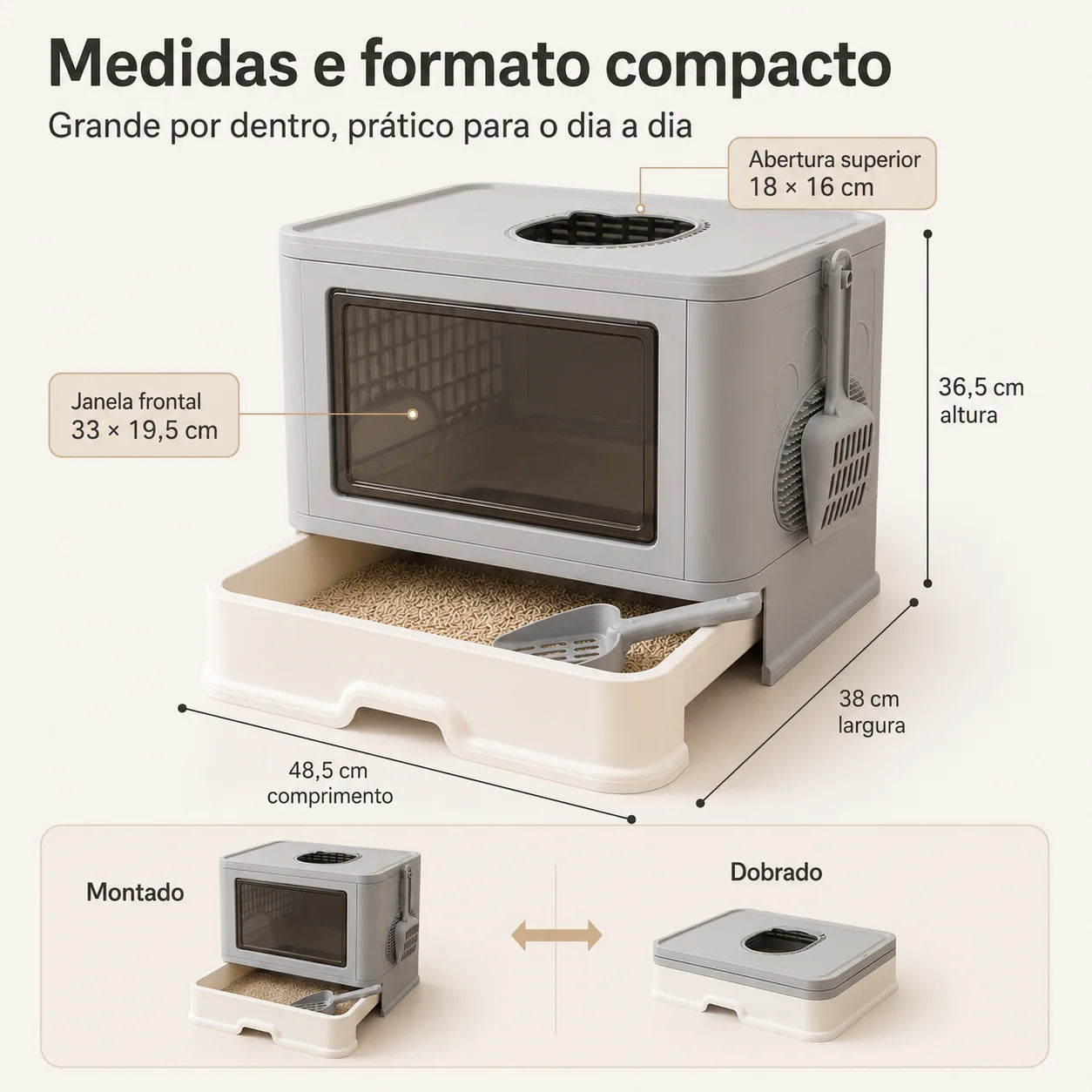 Caixa de Areia Fechada para Gatos