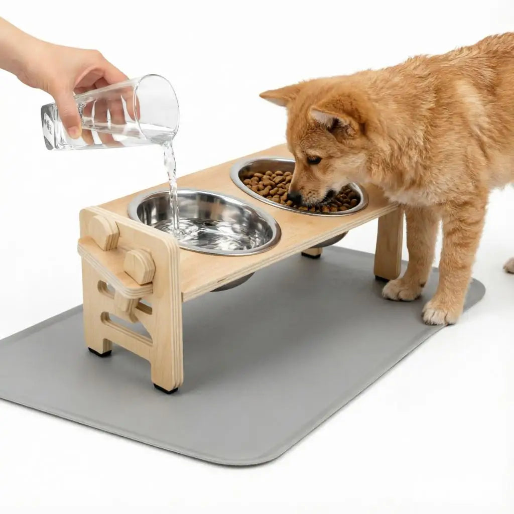 Comedouro Elevado com Tigelas de Inox
