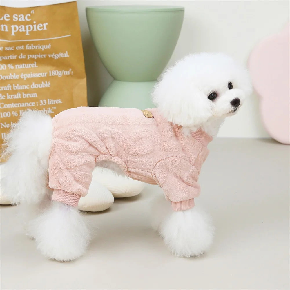 New Pet Clothes Fleece Dog Costume Dog Cold Weather Coats Cat Apparel Soft Flannel Dog Jumpsuit Clothes Pet Four Legged Pajamas
