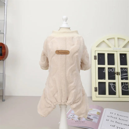New Pet Clothes Fleece Dog Costume Dog Cold Weather Coats Cat Apparel Soft Flannel Dog Jumpsuit Clothes Pet Four Legged Pajamas
