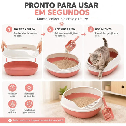Caixa de Areia Semifechada para Gatos