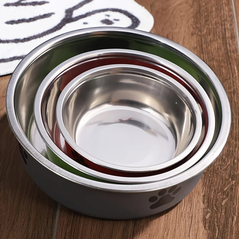 Comedouro de Inox Antiderrapante para Cães e Gatos
