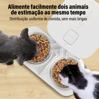 Alimentador Automático com Comedouro Duplo e Aplicativo no Celular