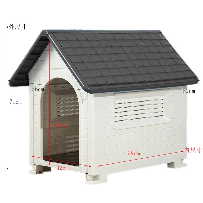 Casinha Plástica Impermeável para Cães- Teto Removível