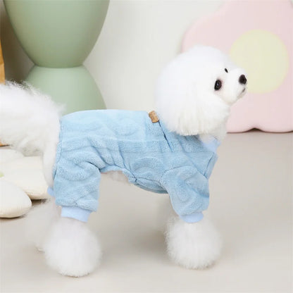 New Pet Clothes Fleece Dog Costume Dog Cold Weather Coats Cat Apparel Soft Flannel Dog Jumpsuit Clothes Pet Four Legged Pajamas
