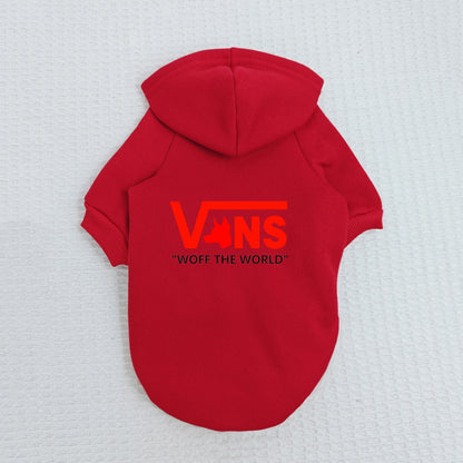Cool Pet Hoodie V-Inspired Dog Head Logo Warm Fleece Puppy Sweatshirt Hooded Pullover