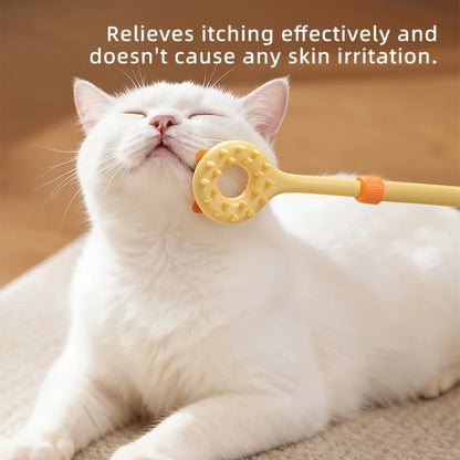 2 in 1 Telescopic Cat Back Scratcher Double Sided Silicone Pet Massager Itching Relief Wand Retractable Interactive Teaser Toy