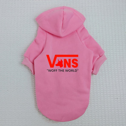 Cool Pet Hoodie V-Inspired Dog Head Logo Warm Fleece Puppy Sweatshirt Hooded Pullover