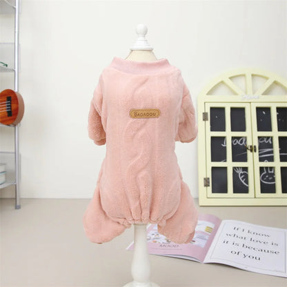 New Pet Clothes Fleece Dog Costume Dog Cold Weather Coats Cat Apparel Soft Flannel Dog Jumpsuit Clothes Pet Four Legged Pajamas