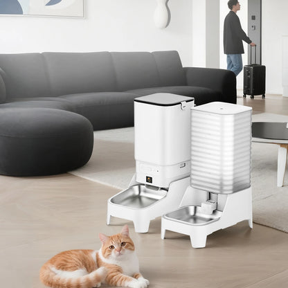 Smart Cat Feeder with 15CM Elevated Camera Tuya App Control for Busy Pet Owners FURPIPI Automatic Cats Dog Food Feeder Set