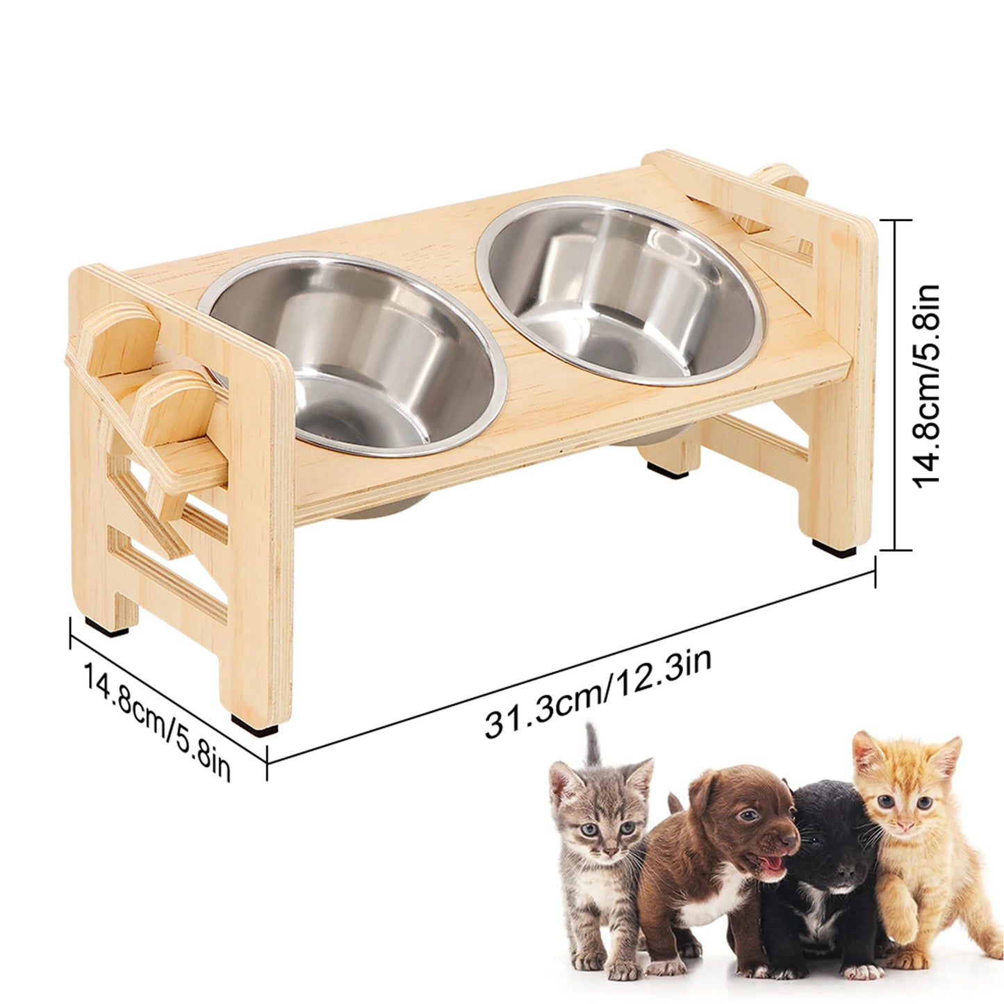 Comedouro Elevado com Tigelas de Inox