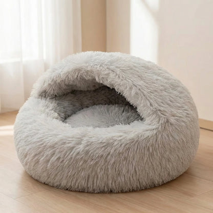 Winter Warm Cat Bed Shell Shape Closed Security Nest Soft Plush Pet House for Cats and Small Dogs