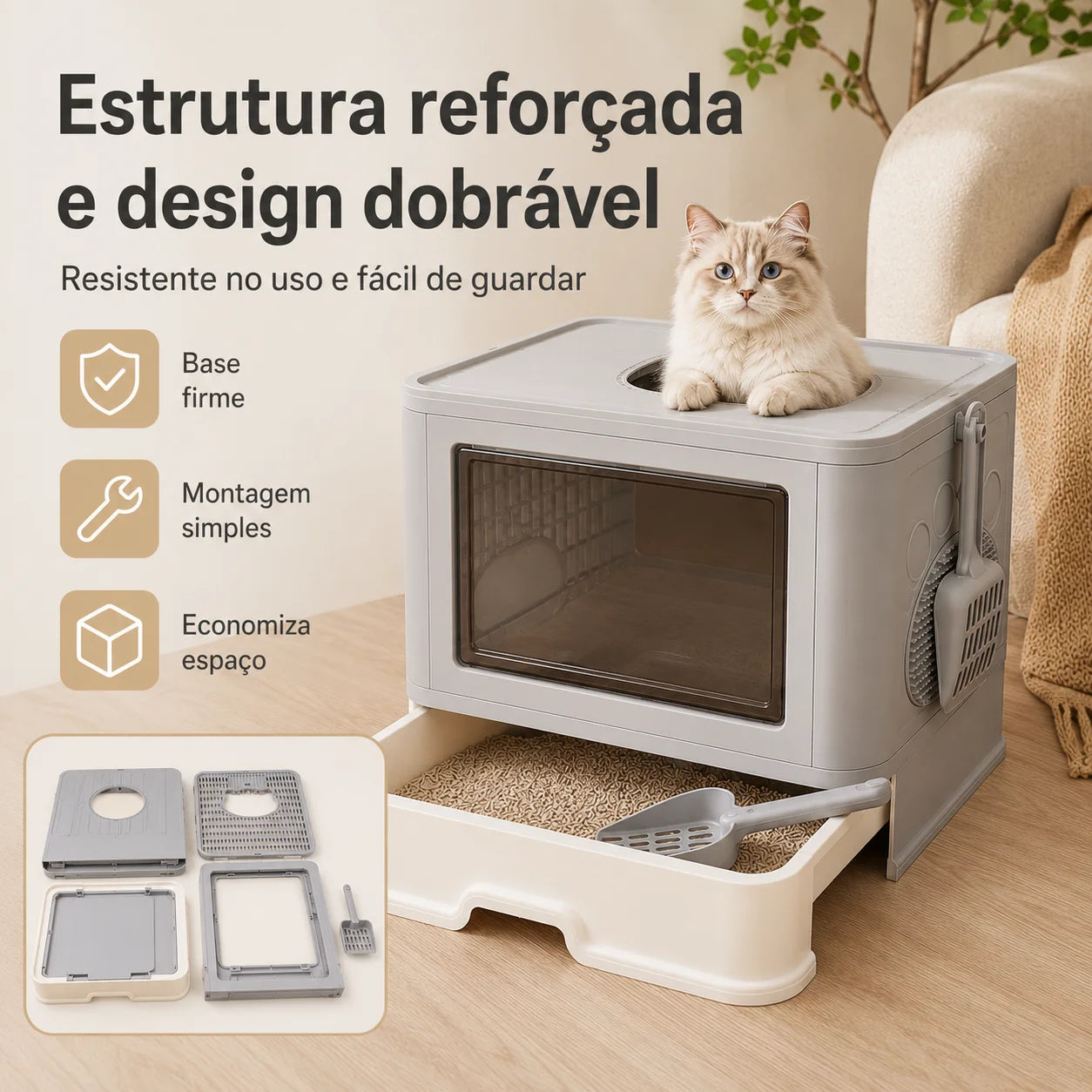 Caixa de Areia Fechada para Gatos