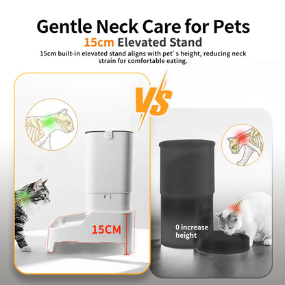 Smart Cat Feeder with 15CM Elevated Camera Tuya App Control for Busy Pet Owners FURPIPI Automatic Cats Dog Food Feeder Set