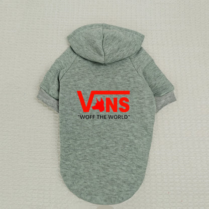 Cool Pet Hoodie V-Inspired Dog Head Logo Warm Fleece Puppy Sweatshirt Hooded Pullover