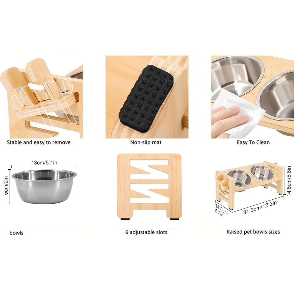 Comedouro Elevado com Tigelas de Inox