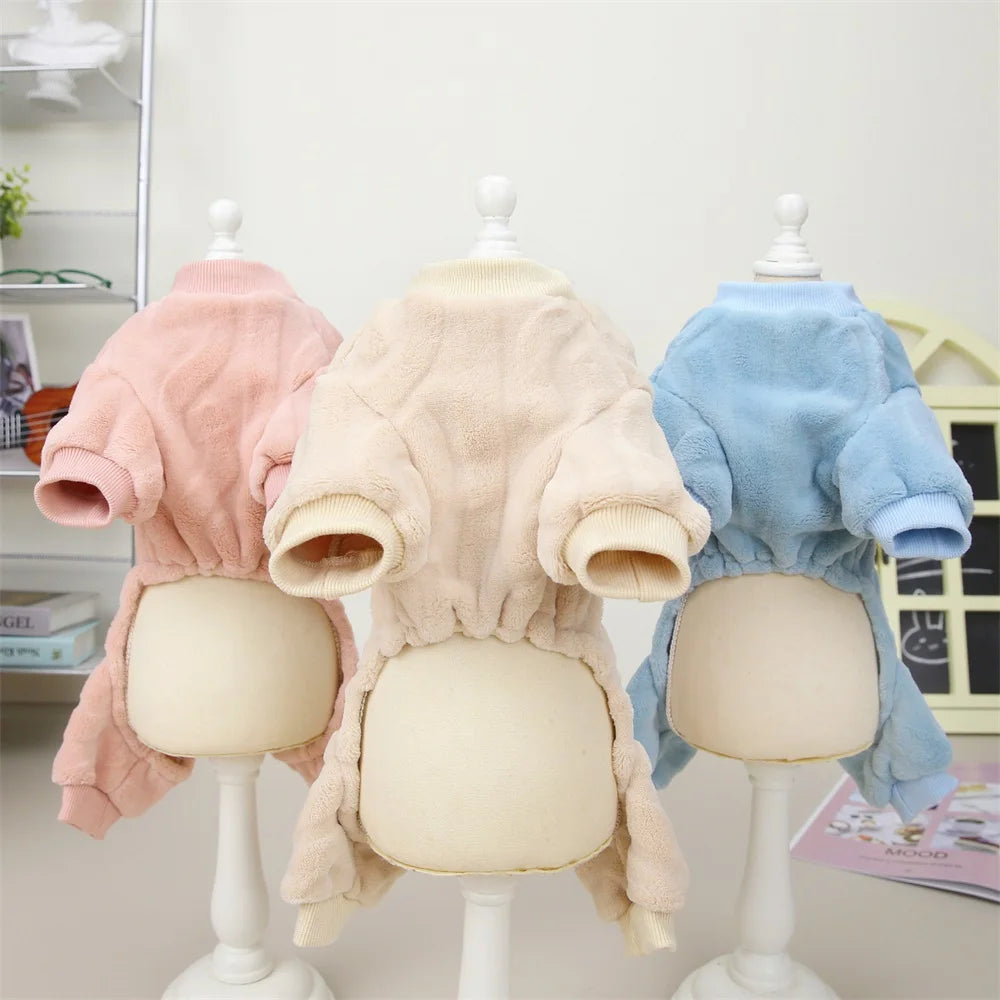 New Pet Clothes Fleece Dog Costume Dog Cold Weather Coats Cat Apparel Soft Flannel Dog Jumpsuit Clothes Pet Four Legged Pajamas