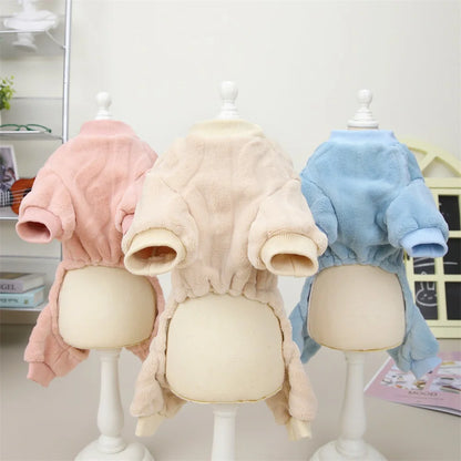 New Pet Clothes Fleece Dog Costume Dog Cold Weather Coats Cat Apparel Soft Flannel Dog Jumpsuit Clothes Pet Four Legged Pajamas