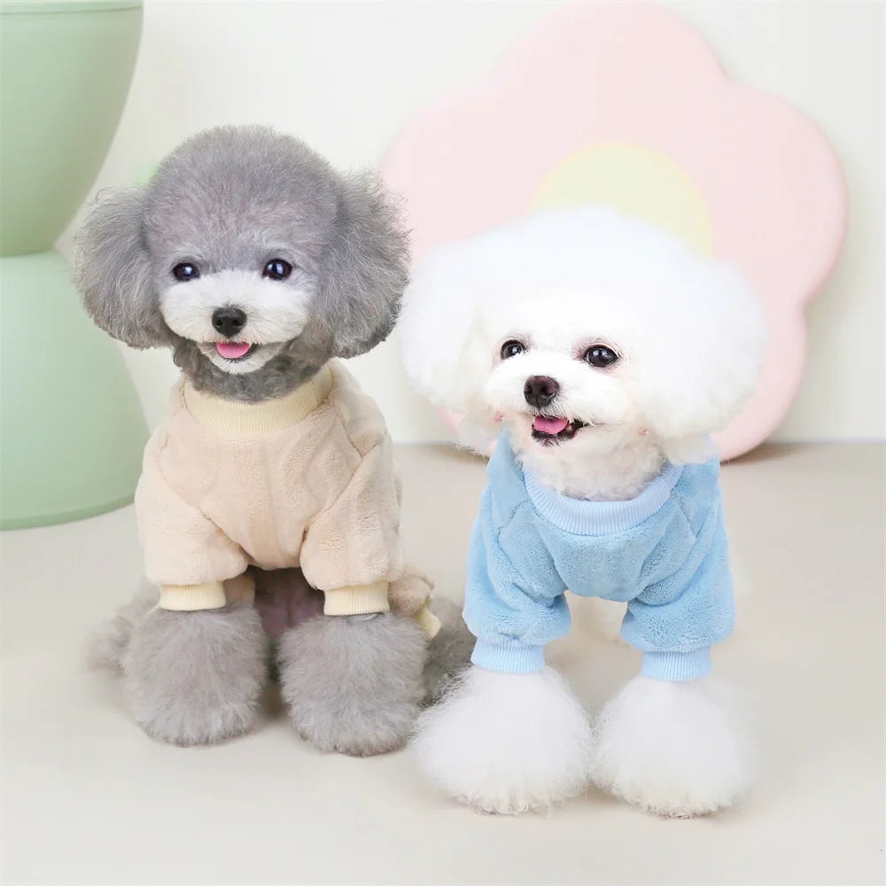 New Pet Clothes Fleece Dog Costume Dog Cold Weather Coats Cat Apparel Soft Flannel Dog Jumpsuit Clothes Pet Four Legged Pajamas