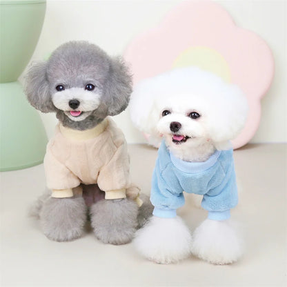 New Pet Clothes Fleece Dog Costume Dog Cold Weather Coats Cat Apparel Soft Flannel Dog Jumpsuit Clothes Pet Four Legged Pajamas