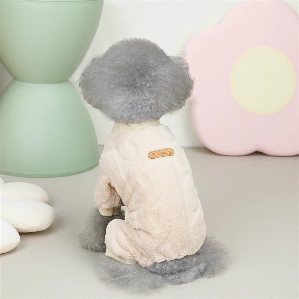 New Pet Clothes Fleece Dog Costume Dog Cold Weather Coats Cat Apparel Soft Flannel Dog Jumpsuit Clothes Pet Four Legged Pajamas