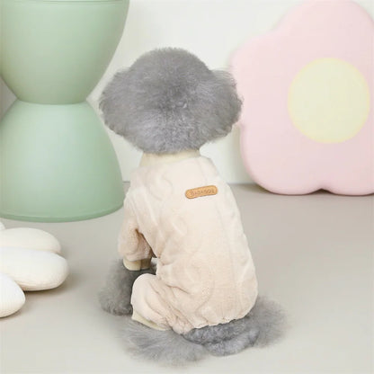 New Pet Clothes Fleece Dog Costume Dog Cold Weather Coats Cat Apparel Soft Flannel Dog Jumpsuit Clothes Pet Four Legged Pajamas