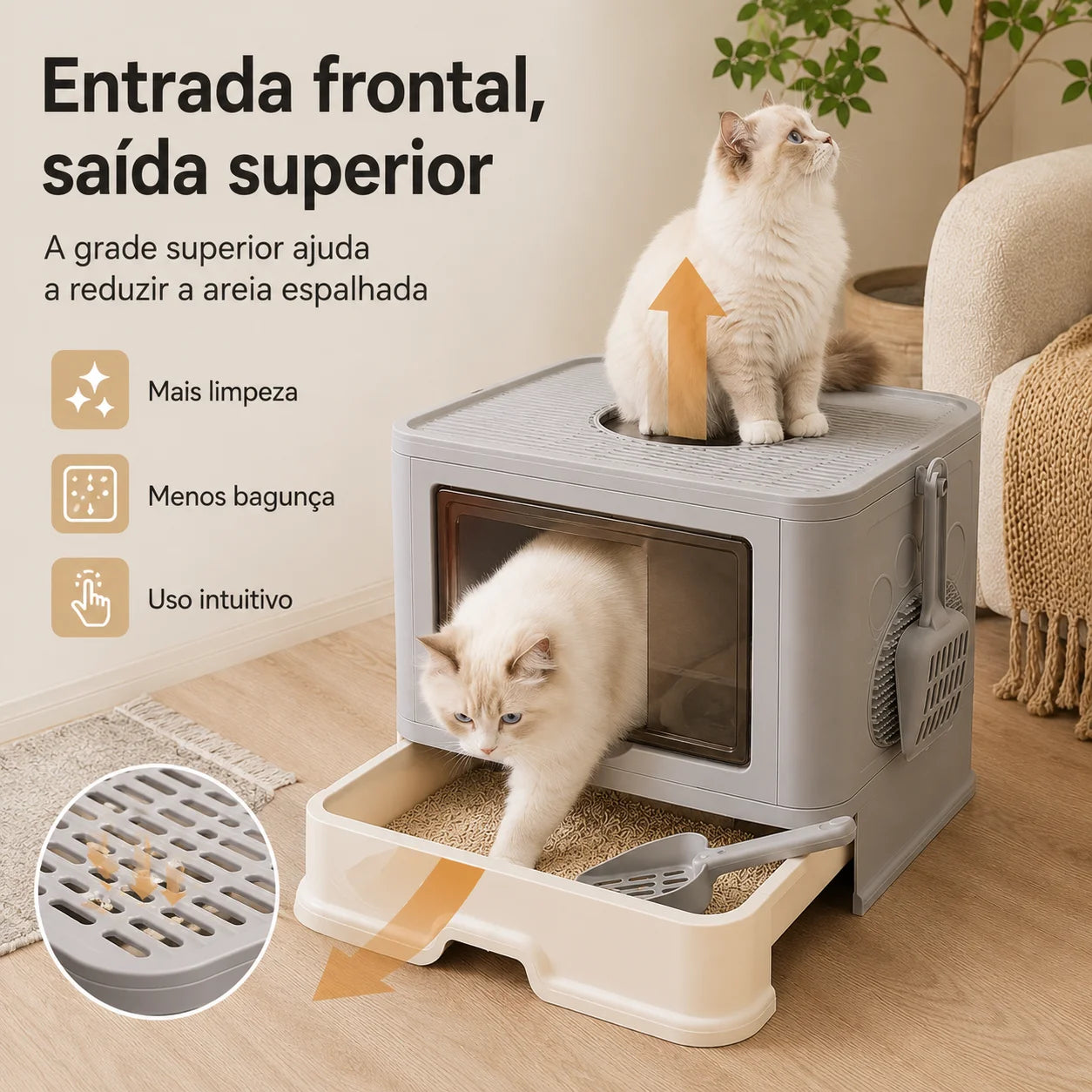 Caixa de Areia Fechada para Gatos